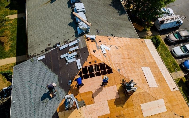 Shingle Bundles Sit On Roof